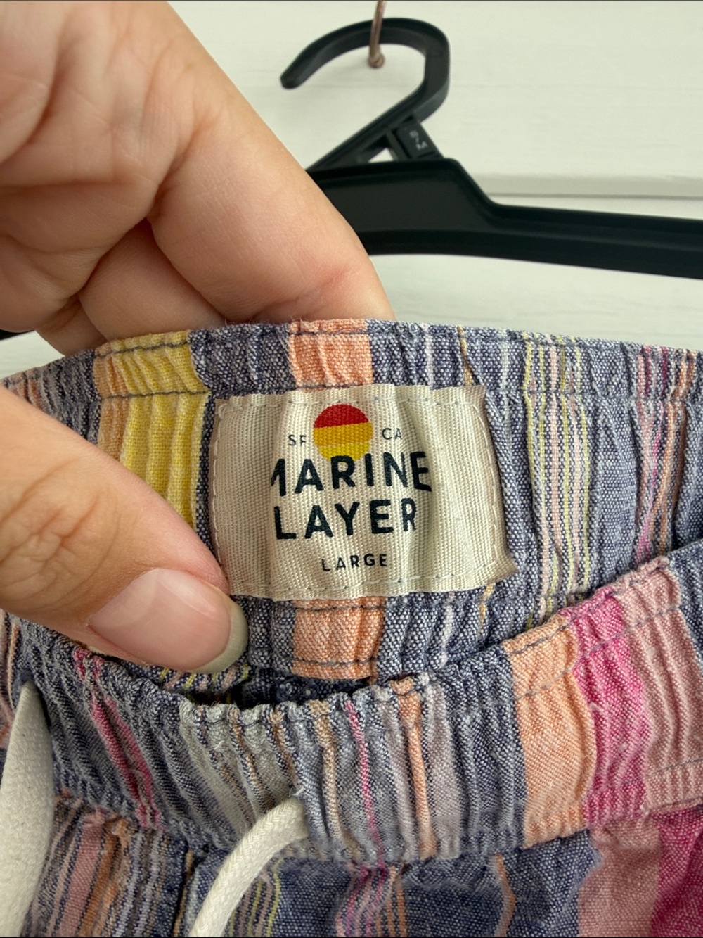 Marine Layer Striped Drawstring Hemp Blend Pull-On Beach Shorts Coastal Summer - Picture 3 of 10